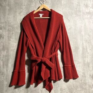 Chic Rust Women's Cardigan with Belt